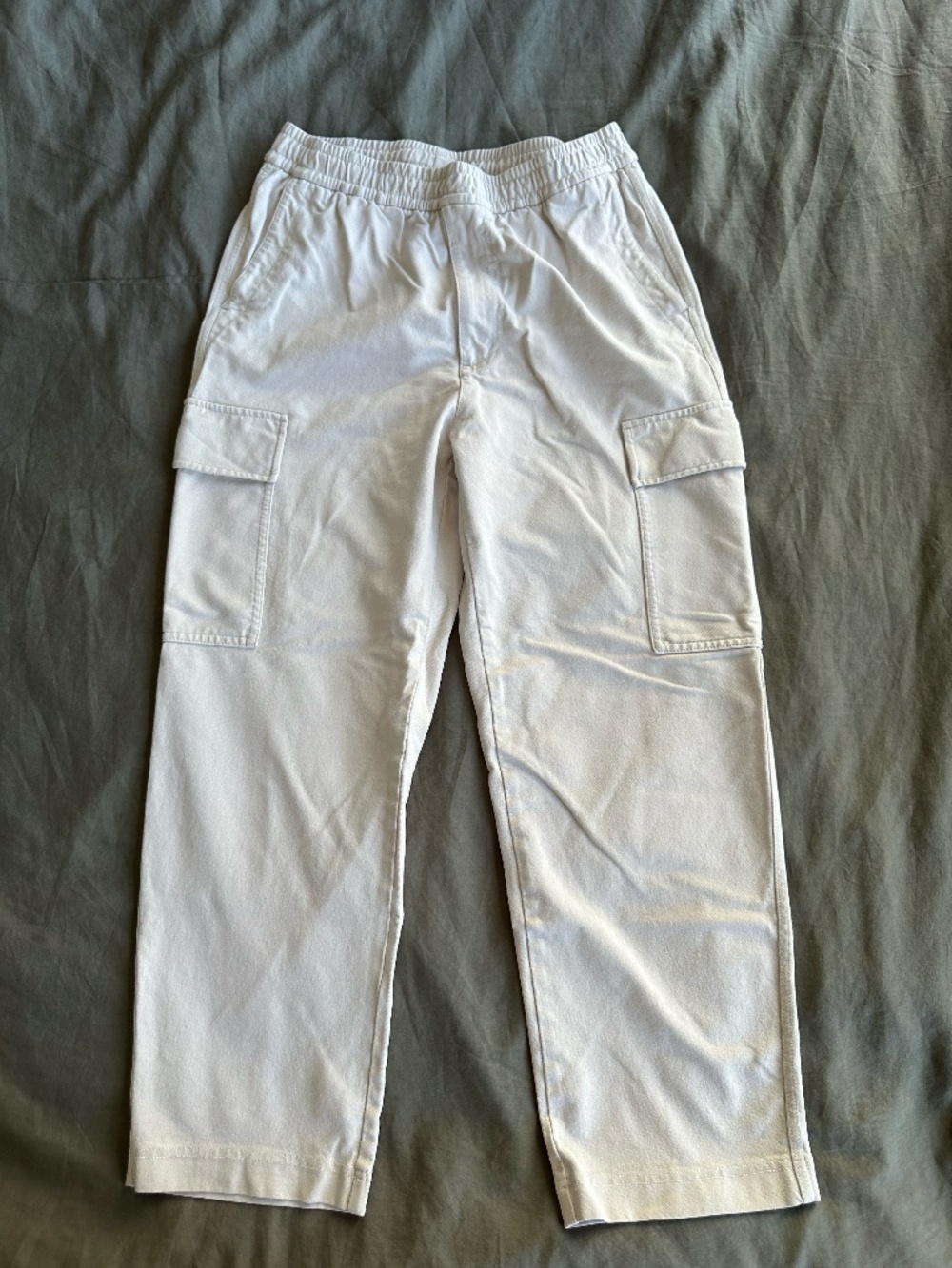 UNIQLO Off White Jersey Easy Cargo Pants, men's M, waist 30-33